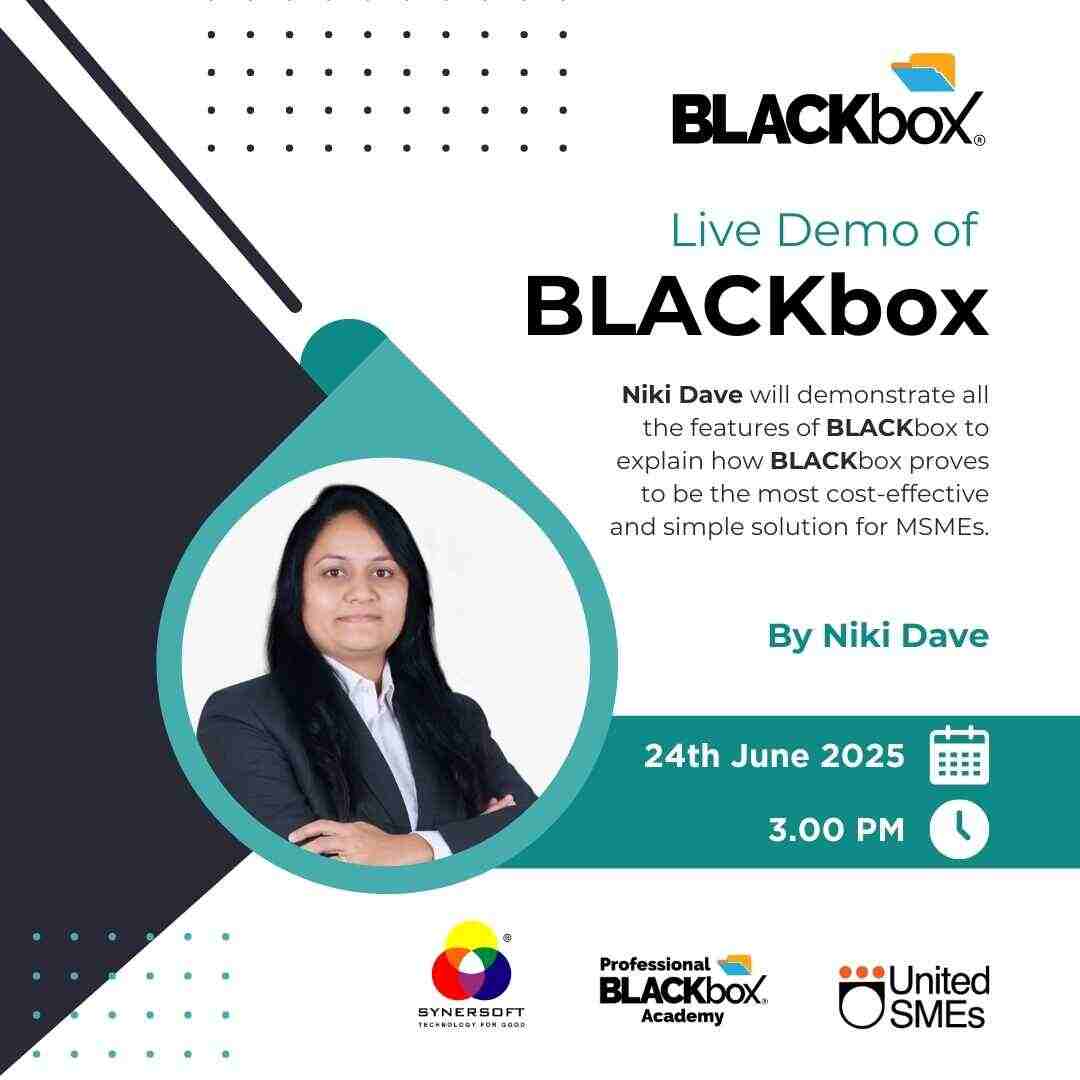SynersoftTech's tweet image. Tired of IT chaos in your MSME?

Join Niki Dave on 24th June at 3:00 PM for a live demo of BLACKbox – the all-in-one solution to simplify, secure &amp;amp; smarten up your IT.

Say goodbye to scattered data &amp;amp; security gaps.

🔗 synersoft.in/webinars/24thJ…

#BLACKboxDemo #MSMEs #DigitalIndia
