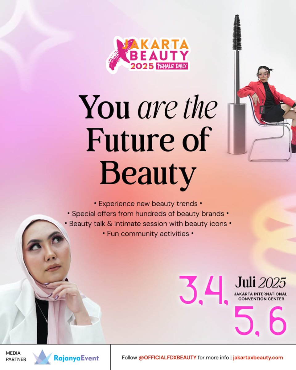 ✨ GET READY TO SHOP AT #JAKARTAXBEAUTY2025! ✨

Belanjain wishlist kamu dengan 400++ Beauty Brands, promo melimpah &amp; nikmatin beauty experience super seru

Follow Instagram @officialfdxbeauty untuk info lengkapnya &amp; beli tiketnya di Female Daily Studio!

#jxb2025 #rajanyaevent