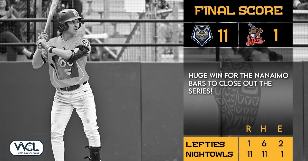 Huge Win For The Nanaimo Bars To Close Out The Series!

FULL STORY: nanaimonightowls.com/huge-win-for-t…

#NightOwls #IlluminateTheDark #Baseball #Nanaimo #YCD