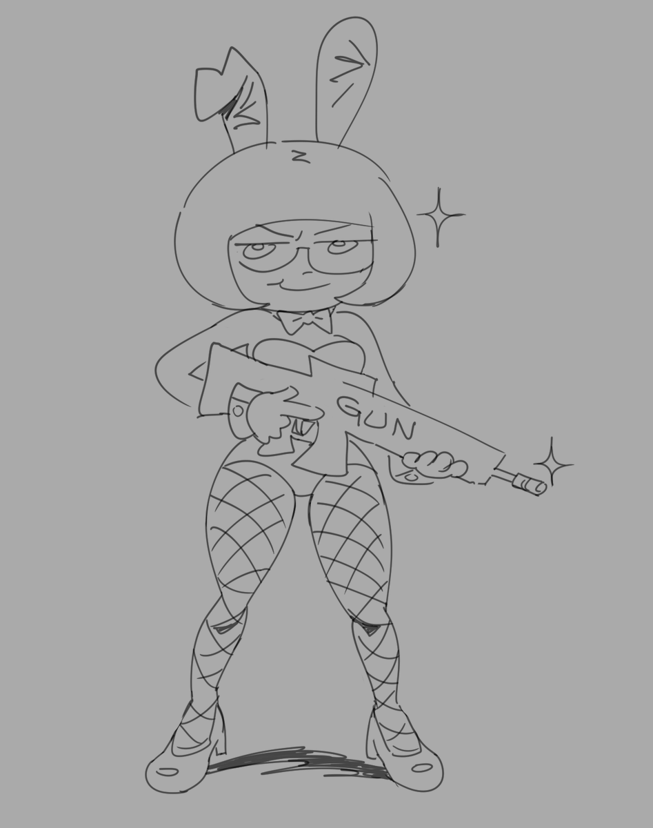 doodled a gun pose ref for a photo but didn't feel like looking at a ref or the actual gun itself that i own