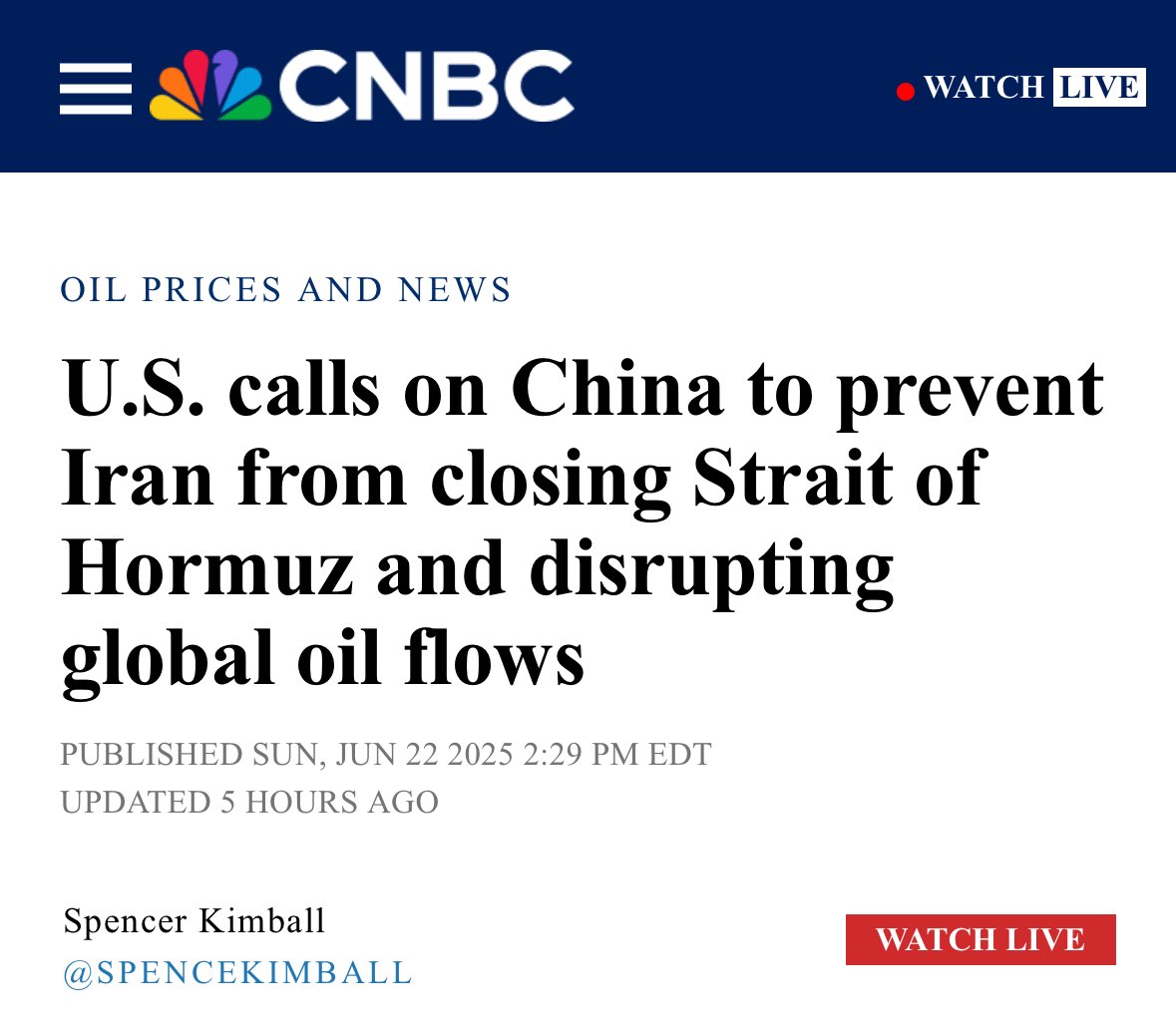 Like clockwork ⏰ the US government now asking for China’s help after they bombed Iran for absolutely no strategic benefit. The US government has been very open about stopping China’s rise, contain China, and even waging a potential war against China in the future, but wait, we