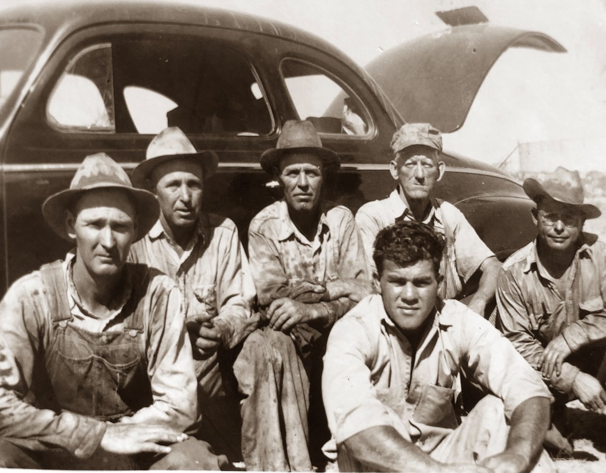 I have a special attachment to photos of oilfield workers. Traces of Texas reader Roger Estes shared this nice photo and had this to say:

"Attached please find a photo of the work crew, called “the gang," of The Gulf Oil Company in Midland, Texas, circa 1935. My father, E.B.