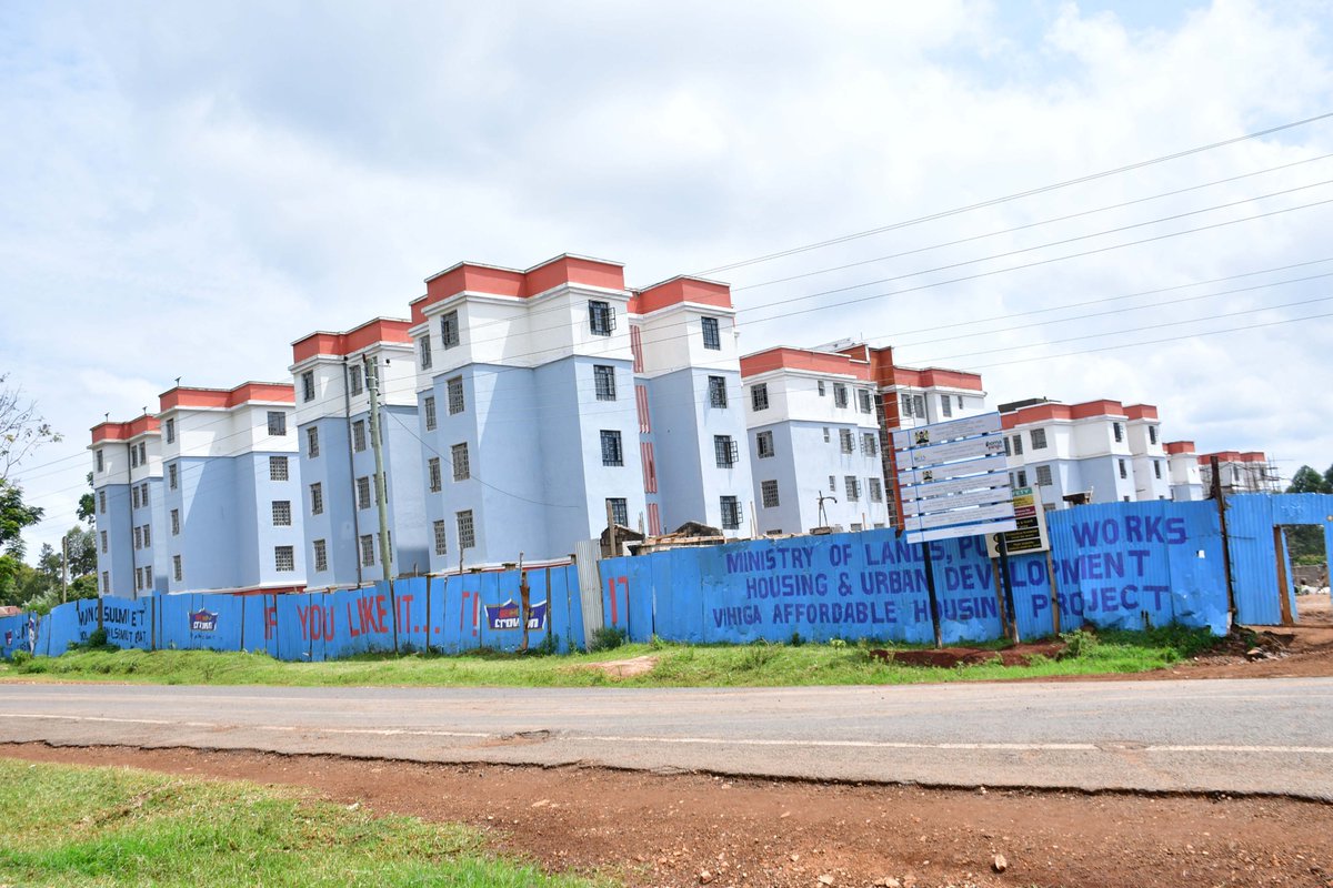 ray_omollo's tweet photo. Launched in September 2023, the Vihiga Affordable Housing Project is redefining the landscape of Majengo. 

Rising from what was once an informal settlement, the development now stands at 88% complete. 

On site, finishing works are in full gear, ranging from the casting of the retaining wall and civil installations, to electrical wiring, plumbing, mechanical fittings, painting and the welding of doors and windows. 

Excavation of the septic tank is also ongoing, ensuring the project meets both functional and environmental standards.

The project features 9 blocks housing a total of 220 modern units:

1 bedsitter block with 60 units; 1 block of 20 one-bedroom units; 5 blocks offering 100 two-bedroom units; and 2 blocks with 40 spacious three-bedroom units. 

With 220 workers, most of them local youth and women, the project is a powerful engine for employment, skills development and economic empowerment. 

Young people are gaining hands-on training in construction, electrical work, welding and finishing, equipping them with trades that extend far beyond the project site.

Once complete, the project will stimulate economic activity, decongest informal settlements and enhance urban order in Vihiga Constituency, in line with the housing program outlined in the Bottom-Up Economic Transformation Agenda (BETA).