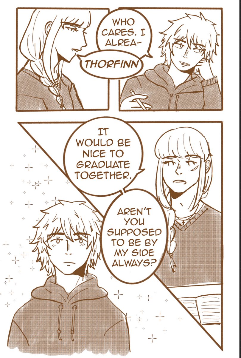 merturias's tweet photo. sorry for the reupload… i realized i forgot to draw canute’s scar…. anyways here’s another idol au comic! #thornute #canufinn https://t.co/4c4V71euCg