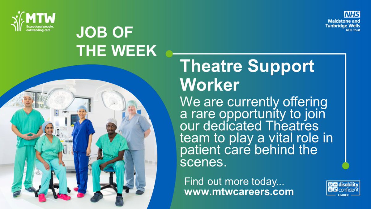 Job of the week!

We’re offering a rare opportunity to join our dedicated Theatres team, as a Support Worker, supporting vital procedures and playing a key role in patient care.

Apply now and take the first step towards a career in Theatres: buff.ly/YvBBy7c