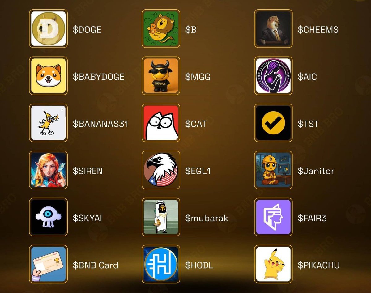 Jacquelinebtc's tweet photo. Trending projects on x :
 
$DOGE $B $CHEEMS #BABYDOGE $MGG $AIC #BANANAS31 $CAT $TST $SIREN #EGL1 #JANITOR $SKYAI #MUBARAK  #FAIR3 #BNBCARD $HODL #PIKACHU https://t.co/IxIi5KvMsK