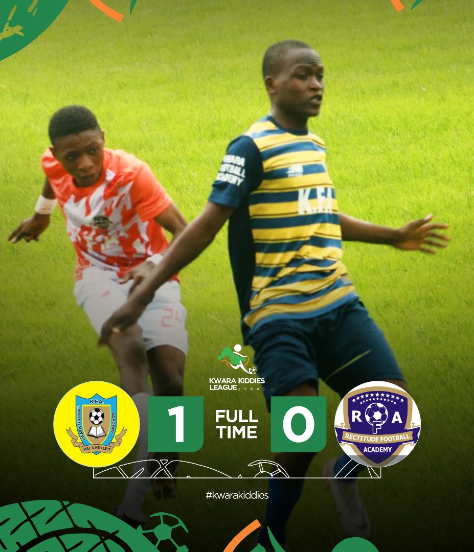 FULL TIME 

KFA 1-0 Rectitude FA 

SCORER: Isiaq Mustapha 4'

#KwaraKiddies | #KiddiesLeague | #DreamInTheRightWay