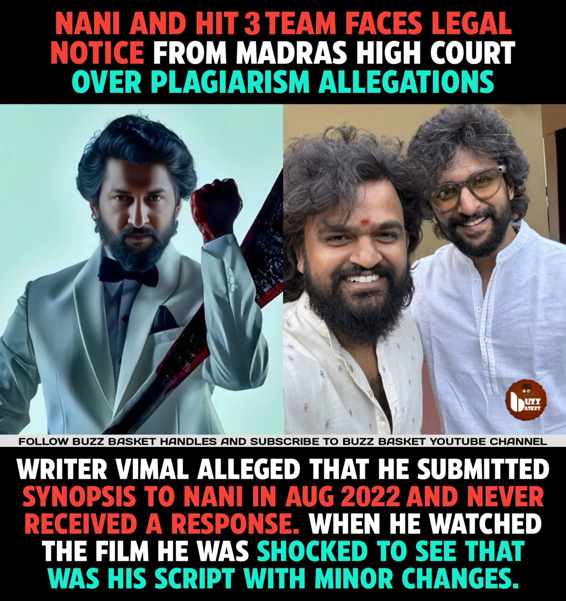 theBuzZBasket's tweet photo. Legal Notice to #Nani and #Hit3 over plagiarism controversy
#SaileshKolanu #HIT3TheThirdCase #SrinidhiShetty https://t.co/YF6zjEM0zM