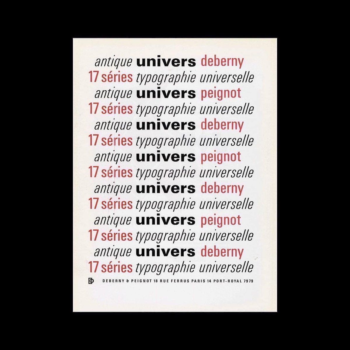 Univers, 21 Variations Specimen, Deberny &amp; Peignot, 1960s designreviewed.com/artefacts/univ… #adrianfrutiger #typography #typespecimen #univers