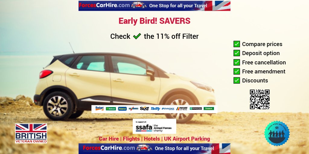 Early Bird! SAVERS
#Rome 🇮🇹 Airport #CarHire 
Extra Discounts - Check ✅ the 11% off Filter
🚘 cutt.ly/RrEgRKaN
Car Hire - Made Easy
FORCESCARHIRE.COM
#italy #sicily #discounts #carrental #travel #holidays #bluelight #forces #expats #veterans #forcescarhire #MHHSBD