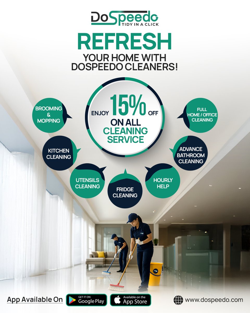 do_speedo's tweet photo. 🧽 REFRESH YOUR HOME WITH DOSPEEDO CLEANERS! 🏡✨
🧼 Flat 15% OFF on ALL cleaning services this month!

✅ Brooming &amp; Mopping
✅ Kitchen Cleaning
✅ Utensils Cleaning
✅ Fridge Cleaning
✅ Hourly Help
✅ Advanced Bathroom Cleaning

👉  DM to book your slot today! https://t.co/a5kP7xDc6c
