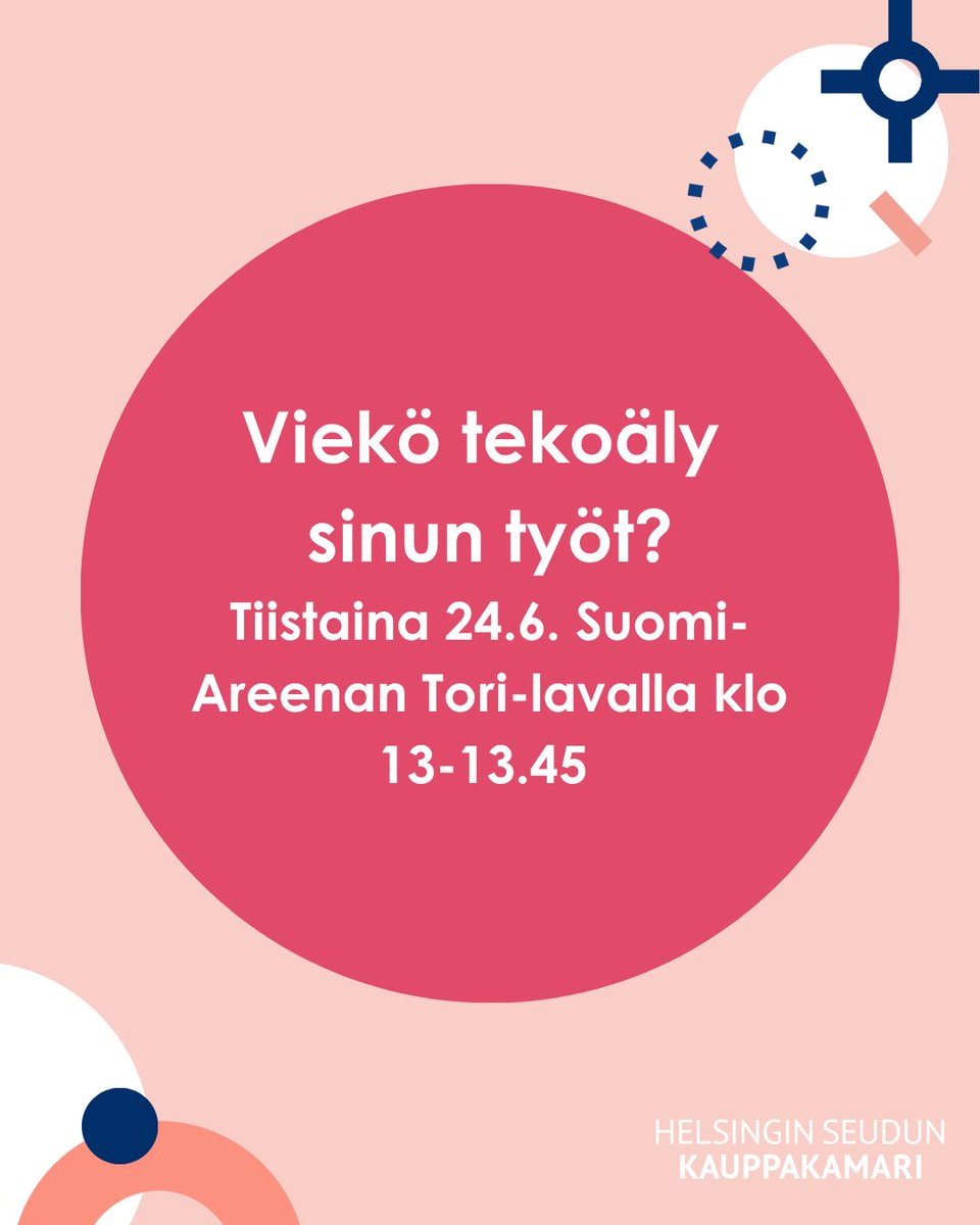 Helsingin seudun kauppakamari (@k2hel) on Twitter photo (Iik!) Viekö tekoäly sinun työt? Suomi-Areenalla tiistaina keskustelemassa Mika <a href="/Maliranta/">Mika Maliranta</a>, <a href="/AnnaYlihurula/">Anna-Mari Ylihurula</a>, <a href="/oulajarvinen/">Oula Järvinen</a> ja Tomi Kolu. Keskustelun vetää <a href="/Pia_Pakarinen/">Pia Pakarinen</a>.
Tule Tori-lavalle tai katso keskustelu verkossa: mtv.fi/video/a26366dd… (Iik!) Viekö tekoäly sinun työt? Suomi-Areenalla tiistaina keskustelemassa Mika <a href="/Maliranta/">Mika Maliranta</a>, <a href="/AnnaYlihurula/">Anna-Mari Ylihurula</a>, <a href="/oulajarvinen/">Oula Järvinen</a> ja Tomi Kolu. Keskustelun vetää <a href="/Pia_Pakarinen/">Pia Pakarinen</a>.
Tule Tori-lavalle tai katso keskustelu verkossa: mtv.fi/video/a26366dd…