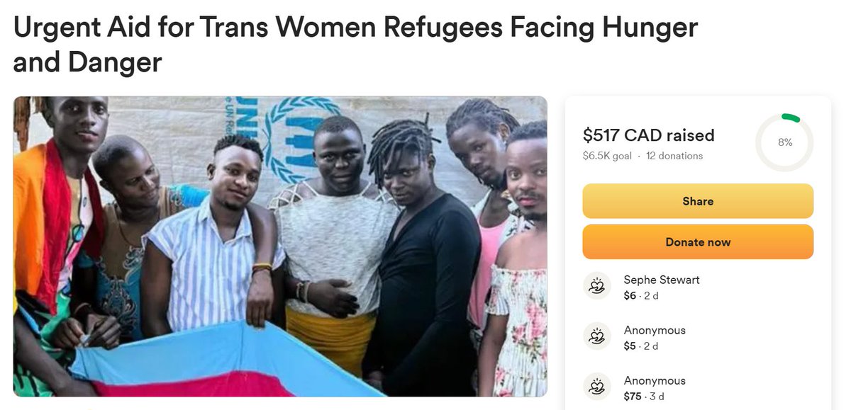 gabbbbbbbb_b's tweet image. You can help five trans women refugees in Sudan by resharing this link :
gofund.me/ab2e48d3
Hwn Pretty and five other trans women are refugees in Sudan currently facing homelessness and violence. This fundraiser was organized to support them and help them live decently.