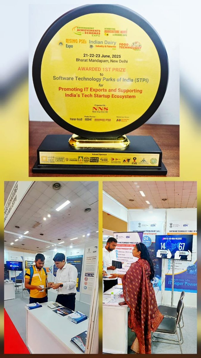 STPI Noida (@stpinoida) on Twitter photo 🏆 STPI has been awarded First Prize for promoting IT exports and Supporting India’s Tech Startup Ecosystem at the Government Achievement & Scheme Expo-2025, Pragati Maidan, New Delhi. Proud moment for #STPI!
<a href="/GoI_MeitY/">Ministry of Electronics & IT</a> <a href="/stpiindia/">STPI</a> <a href="/arvindtw/">Arvind Kumar</a> 🏆 STPI has been awarded First Prize for promoting IT exports and Supporting India’s Tech Startup Ecosystem at the Government Achievement & Scheme Expo-2025, Pragati Maidan, New Delhi. Proud moment for #STPI!
<a href="/GoI_MeitY/">Ministry of Electronics & IT</a> <a href="/stpiindia/">STPI</a> <a href="/arvindtw/">Arvind Kumar</a>