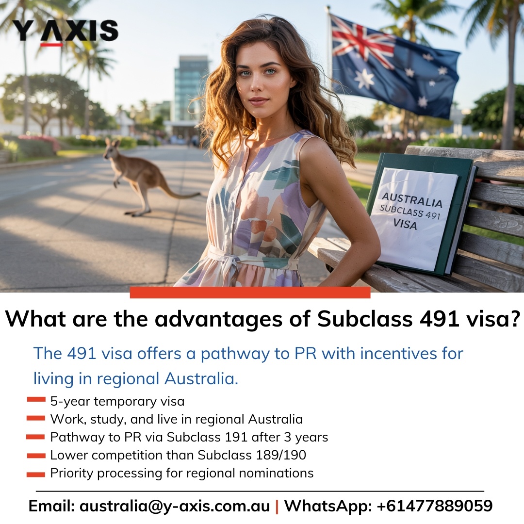 Yaxisaustralia's tweet image. What are the advantages of Subclass 491 visa?

1️⃣ 5-year stay in regional areas
2️⃣ Work, study &amp;amp; live freely
3️⃣ PR pathway via Subclass 191 after 3 yrs
4️⃣ Priority processing
5️⃣ Less competition vs 189/190

Contact us: y-axis.com.au/visa/work/aust…

#Australia491Visa #PRPathway#YAxis