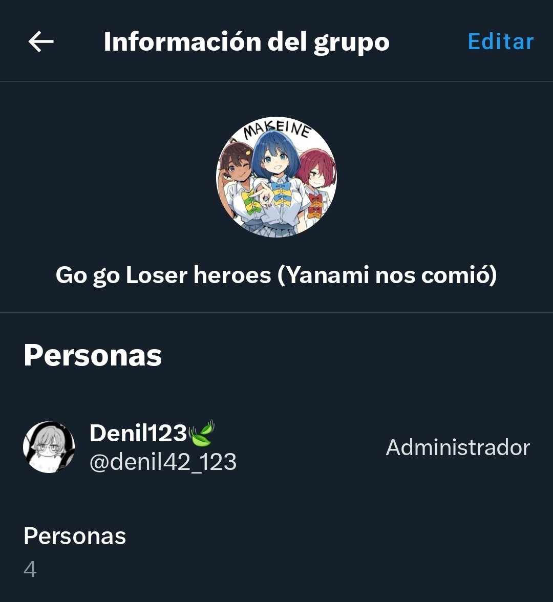 Oficialmente acabo de crear un grupo con amigos (y Cl8ck) sobre Makeine, veremos que tan lejos llegamos. (nos van a eliminar a la semana)

A cualquiera que guste llegar a unirse, adelante, comentenmelo a mí o a mis compañeros:

<a href="/rezziaVmirror/">BAISER LA SECUENCIA ❤️‍🔥</a> 

<a href="/Mr_Multiverse3/">Multiverse\Leban🪽</a> 

<a href="/ClockPirate45/">ClockPirate🌌⛵️🪷🌕</a>
