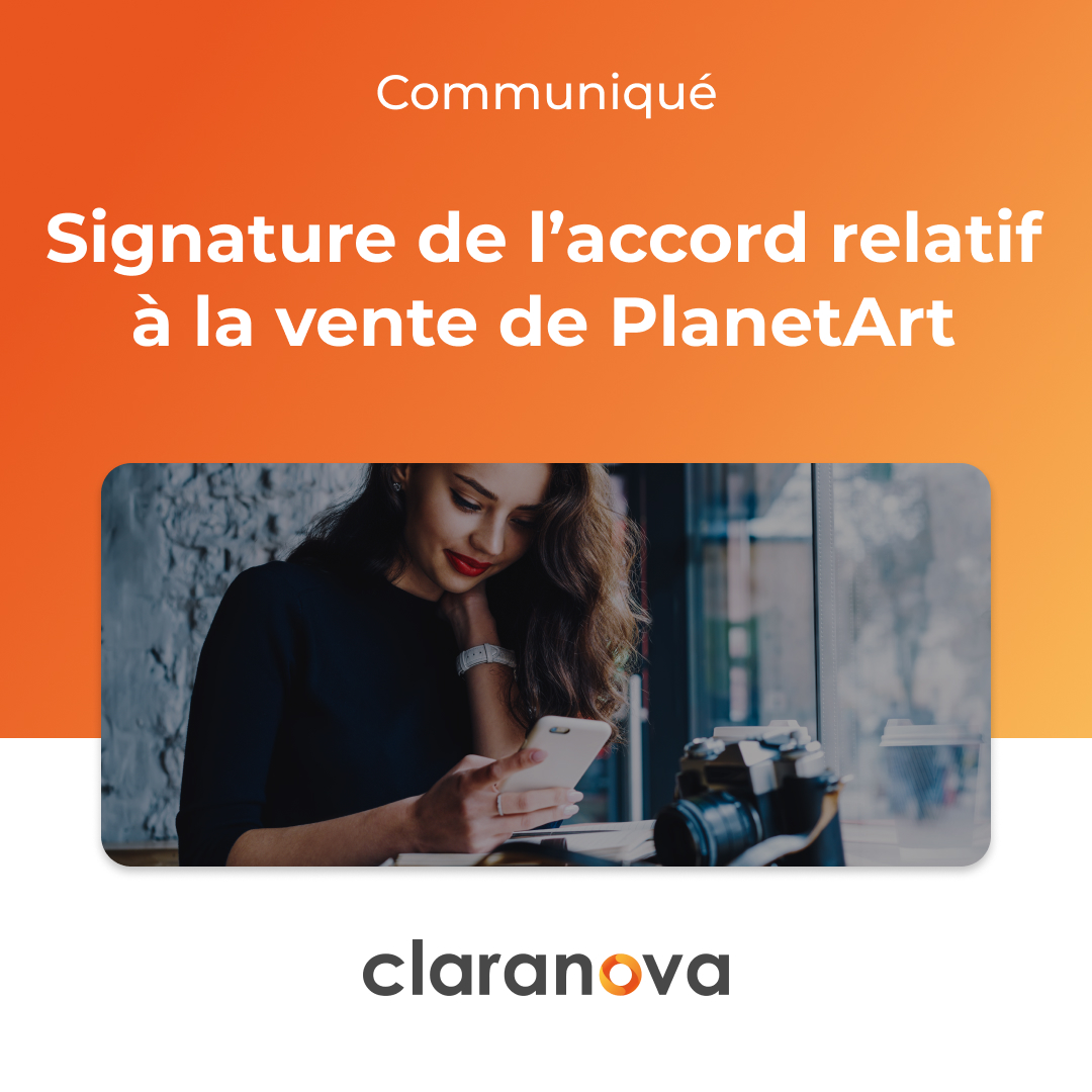 [#Communiqué] t.ly/4WU7w
Claranova annonce la signature de l’accord relatif à la vente de l’activité PlanetArt
🔸Désendettement significatif et situation financière renforcée
🔸 Focus sur l’édition de logiciels en mode SaaS
