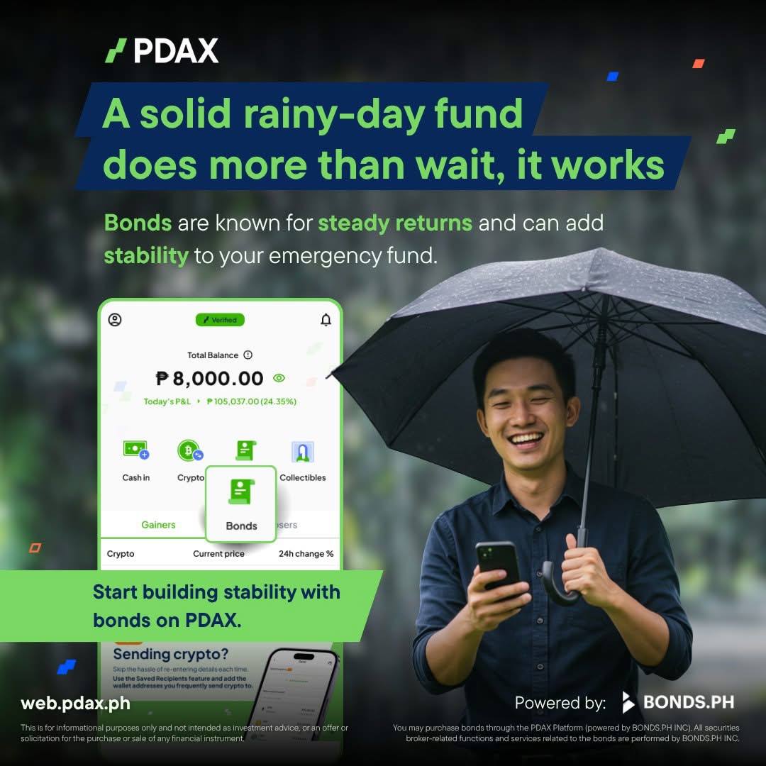 Wanna grow your 💰 without riding the crypto rollercoaster? Check out #BONDS on PDAX — tokenized Philippine government treasury bonds you can buy straight from your phone!

(1/4)