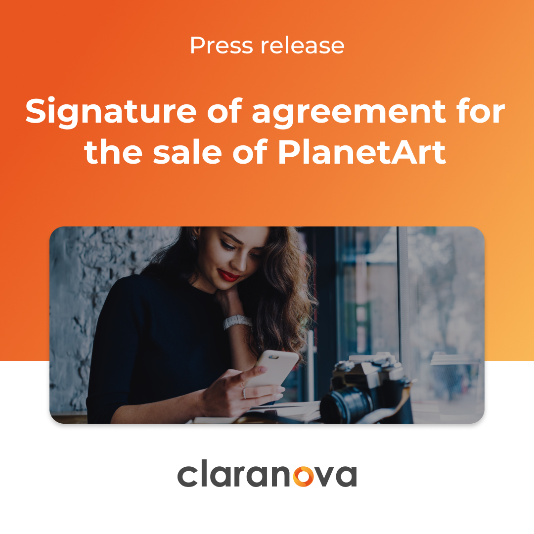 [#PressRelease] t.ly/ZGRTw
Claranova announces the Signature of agreement for the sale of the PlanetArt business
🔸 Significant debt reduction and strengthened financial structure
🔸The Group will focus on a SaaS (Software as a Service) business model