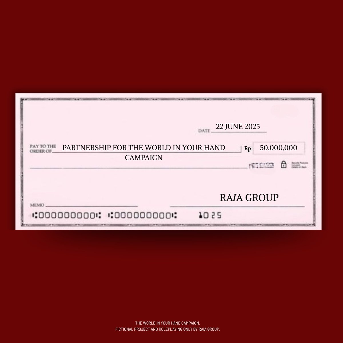 PACKAGE INCLUDED :  
1. Thank you card 
2. Special Edition for Bracelet 
3. RAIA GROUP Voucher 
4. Cheques partnership  

Best regards, 
RAIA GROUP