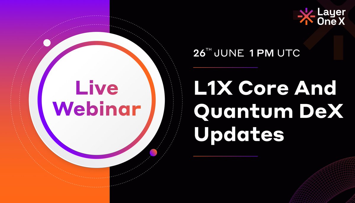 LayerOneX's tweet photo. L1X Live: L1X Core and Quantum DeX Updates

✅ What’s on the Agenda:
🔹 Partnership Agreement with MyCarbon Limited
🔹 Token Listings: AuditSmart AI and More
🔹 Introducing Quantum DeX Tokenomics v1.0
🔹 Introducing Quantum DeX AI Pool Analyser
🔹 Latest Release Pool Upgrades
🔹 Whats on the Q3 Roadmap
🔹 Fortnightly Highlights

🗓 26th June | 1PM UTC
 
 Join here: https://t.co/n31VPPlSN4