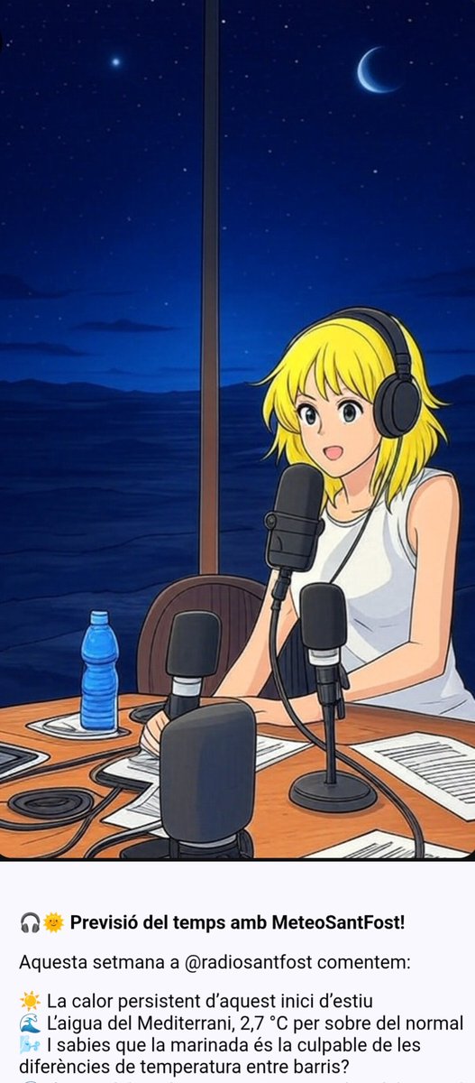 🎙️ Aquesta setmana a <a href="/radiosantfost/">Ràdio Sant Fost</a>
🌡️ Dades extremes de calor.
🌊 Augment de la temperatura del mar.
🌬️ La marinada i les diferències entre barris.
📻 Escolta-ho a les 9 h i 22 h, de dilluns a divendres:
🔗 radiosantfost.cat