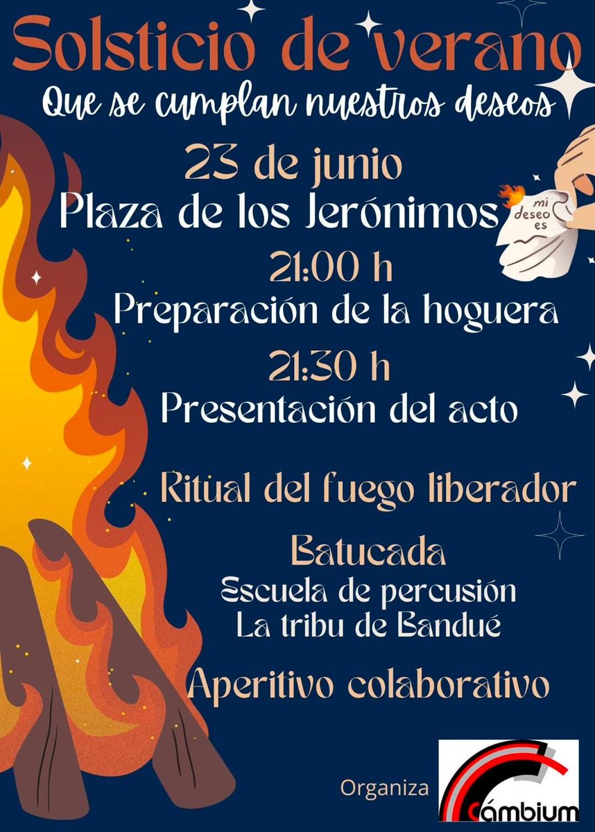 <a href="/diario_de_avila/">Diario de Ávila</a> Cuatro; pero una, laica, la de <a href="/CambiumAv/">Cámbium</a>

Es que hay gente para todo, afortunadamente...

Fiesta del Solsticio de Verano con ritual del fuego reparador.
Esta noche en "ruinas" 🥳