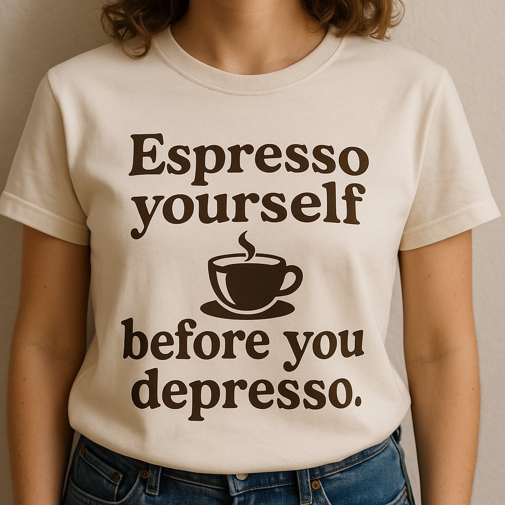 TeeEvo_com's tweet photo. Monday’s mantra: Espresso yourself before you depresso. ☕👕
This tee understands me better than my alarm clock does.
#CoffeeMood #MondayMantra #GraphicTee #EspressoYourself https://t.co/Rvg079p3w9