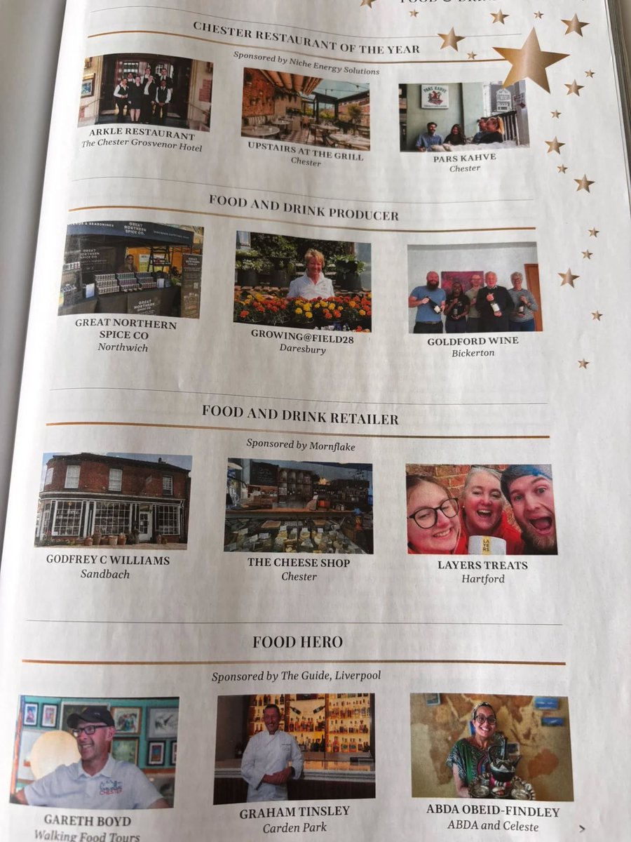 So lovely to see Tours Around Chester feature in @cheshirelifemag in their brilliant write up about Chester's Food and Drink scene 🍽️
Let us know your thoughts 💭 tastecheshire.com/local-producer…