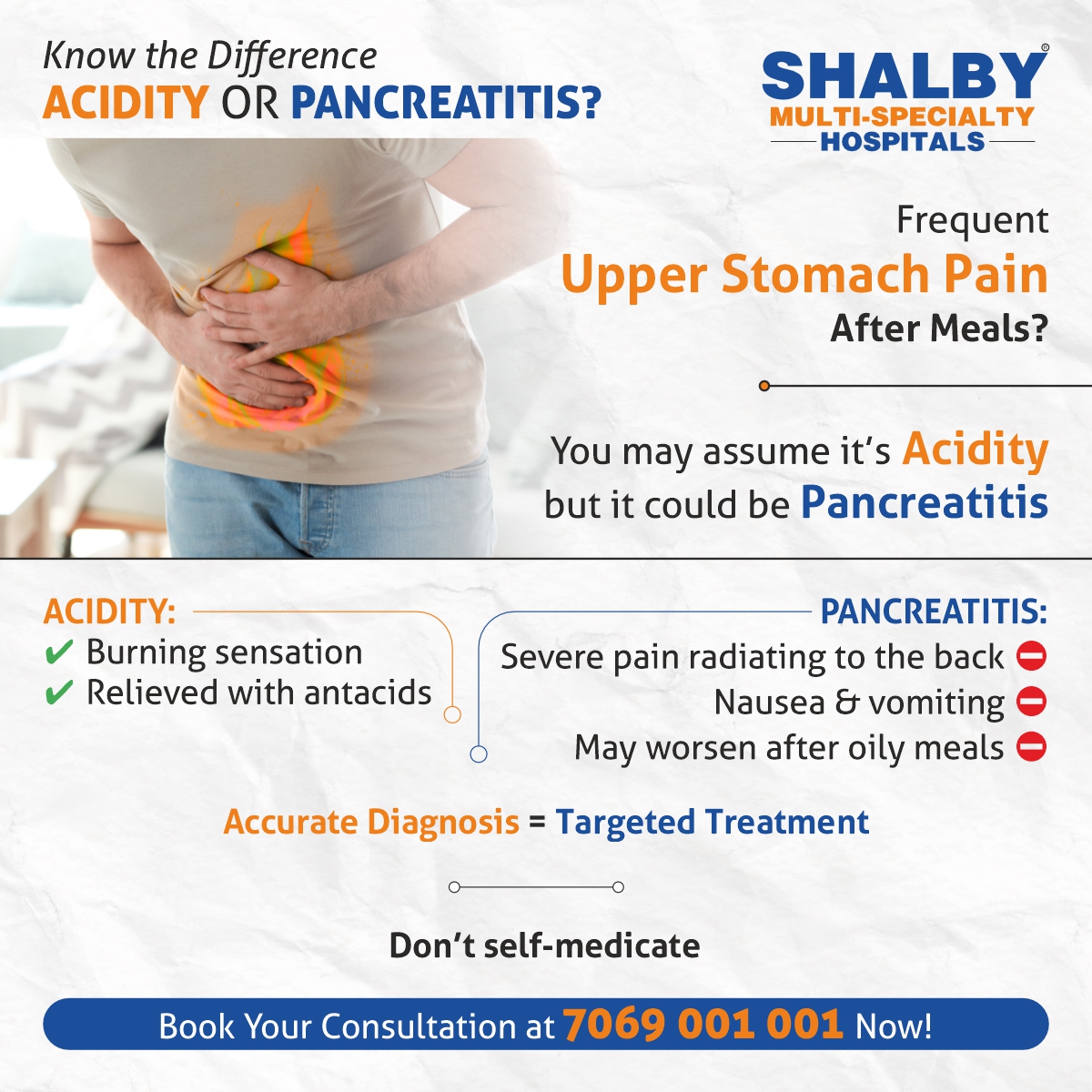 shalbyhospitals's tweet image. Stomach pain after meals? It might be more than just acidity. 
Know the difference between acidity and pancreatitis for accurate treatment. 
Don't self-medicate, consult a specialist today! 

#acidity #AcidityRelief #pancreatitis #stomachpain #HealthFirst  #stomachhealth