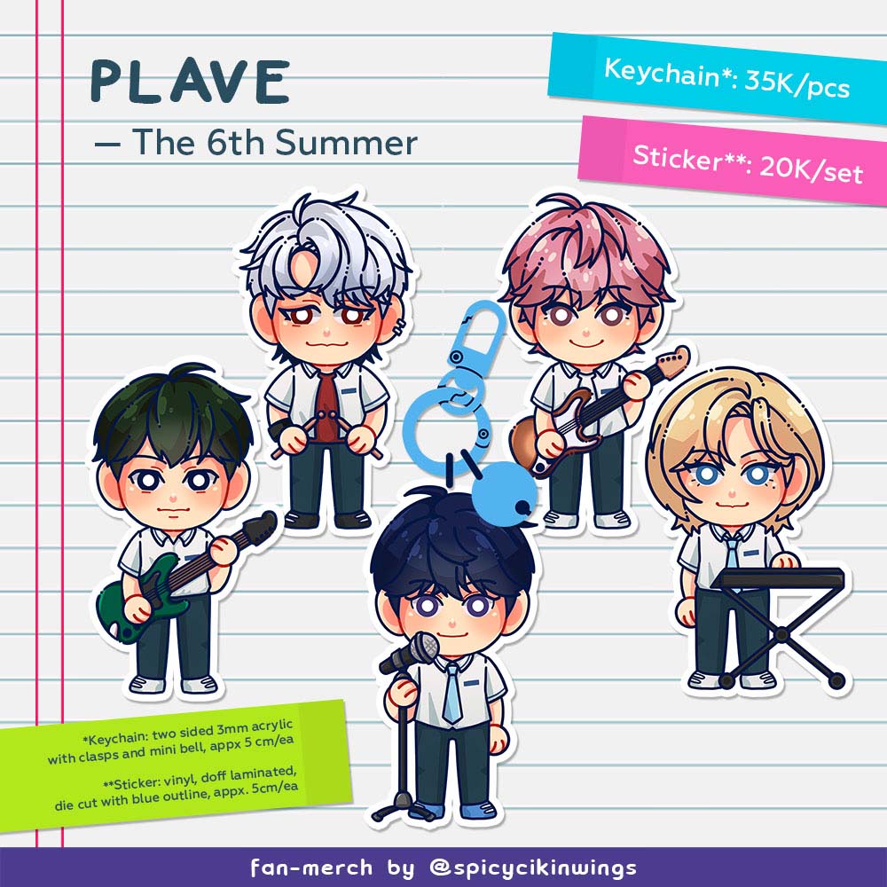 [🔄+❤] Late post-CFXX sale!

#PLAVE - The 6th Summer keychain &amp; sticker set. Very limited stock, checkout via 🍊 (link on rep) or DM