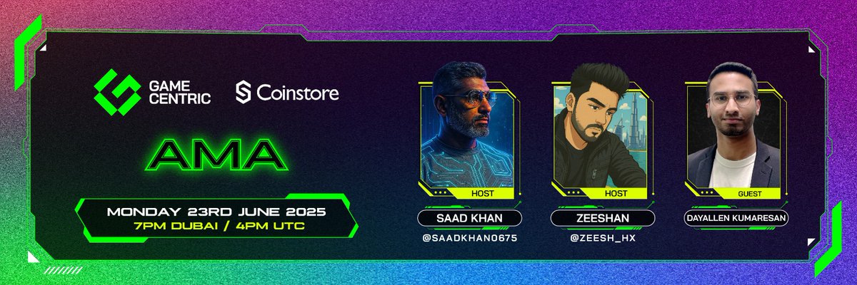 #AMA Announcement
Company: Coinstore (x.com/CoinstoreExc)
Guest Speaker: Dayallen Kumaresan <a href="/dayallen/">Dayallen</a> 

Date: Monday 23 June 2025
Time: 7pm Dubai / 4pm UTC

Link - x.com/i/spaces/1Mnxn…