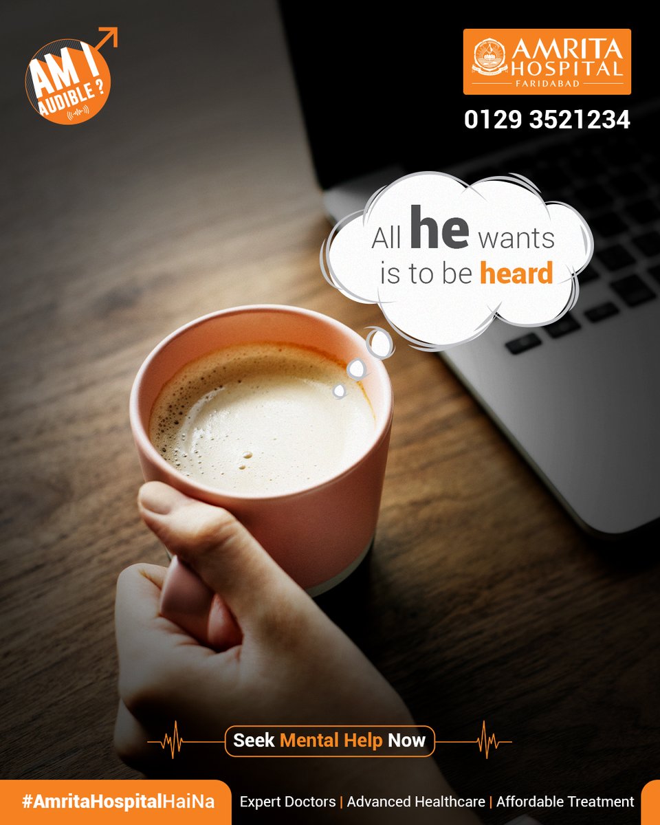 He's there in the room, in the meetings, in the routine. But beneath it, all he really wants is to be heard. Not fixed, not judged. Just...heard.

If you sense it, say something. If you feel it, seek help via amritahospitals.org/faridabad or call: 0129 3521234