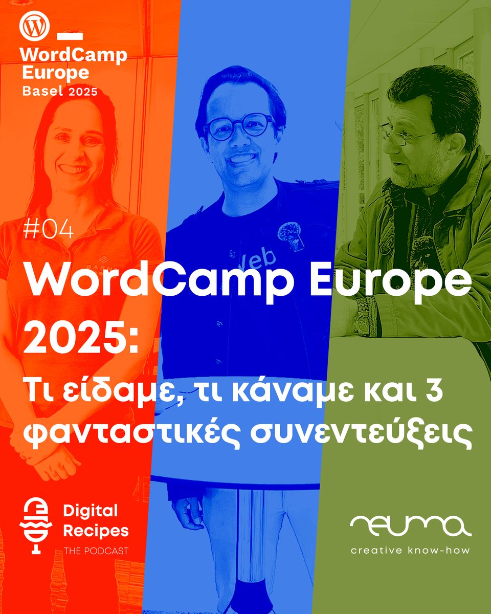 nevmagr's tweet image. 🎧 Ep. 4 of Digital Recipes is live!
Recorded at #WCEU2025 in Basel , featuring:
– @karimmarucchi (Crowd Favorite) on WP & FAIR
– @jason_mayes (Google) on Web AI agents
– @KatieKeithBarn2 (Barn2) on plugin growth
▶️ bit.ly/digital_recipe…
🎧 bit.ly/4k3u0Hh