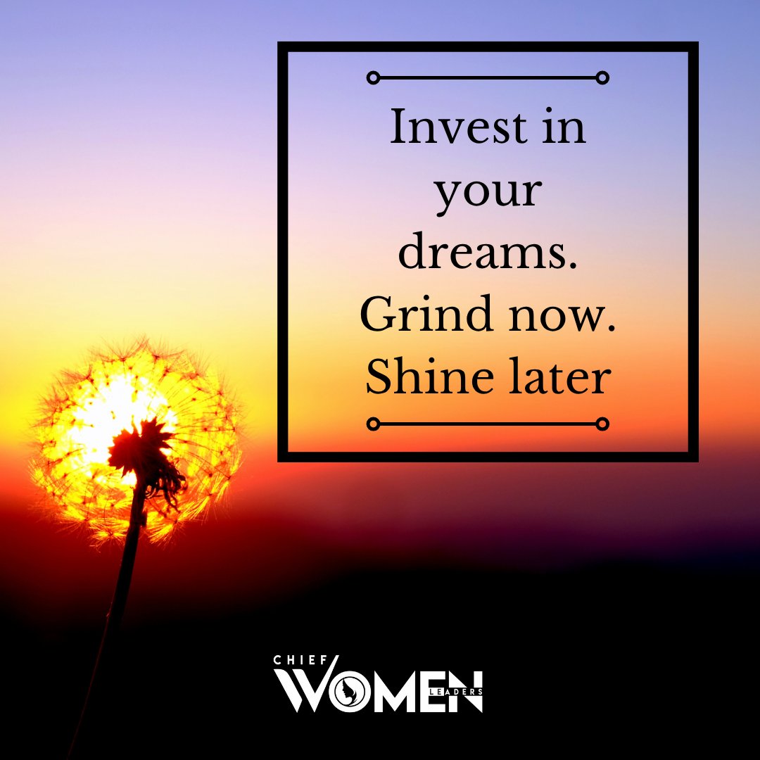 chiefwomenmag's tweet image. “Invest in your dreams. Grind now. Shine later.”

#InvestInYourDreams #GrindNowShineLater #ChiefWomenLeaders #DreamBig #HustleHard #SuccessMindset #WomenWithVision #EmpoweredWomen #GoalGetter