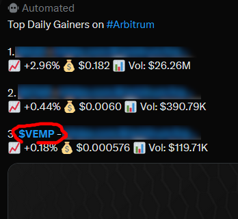 👀 $VEMP's building good volume on <a href="/arbitrum/">Arbitrum</a>