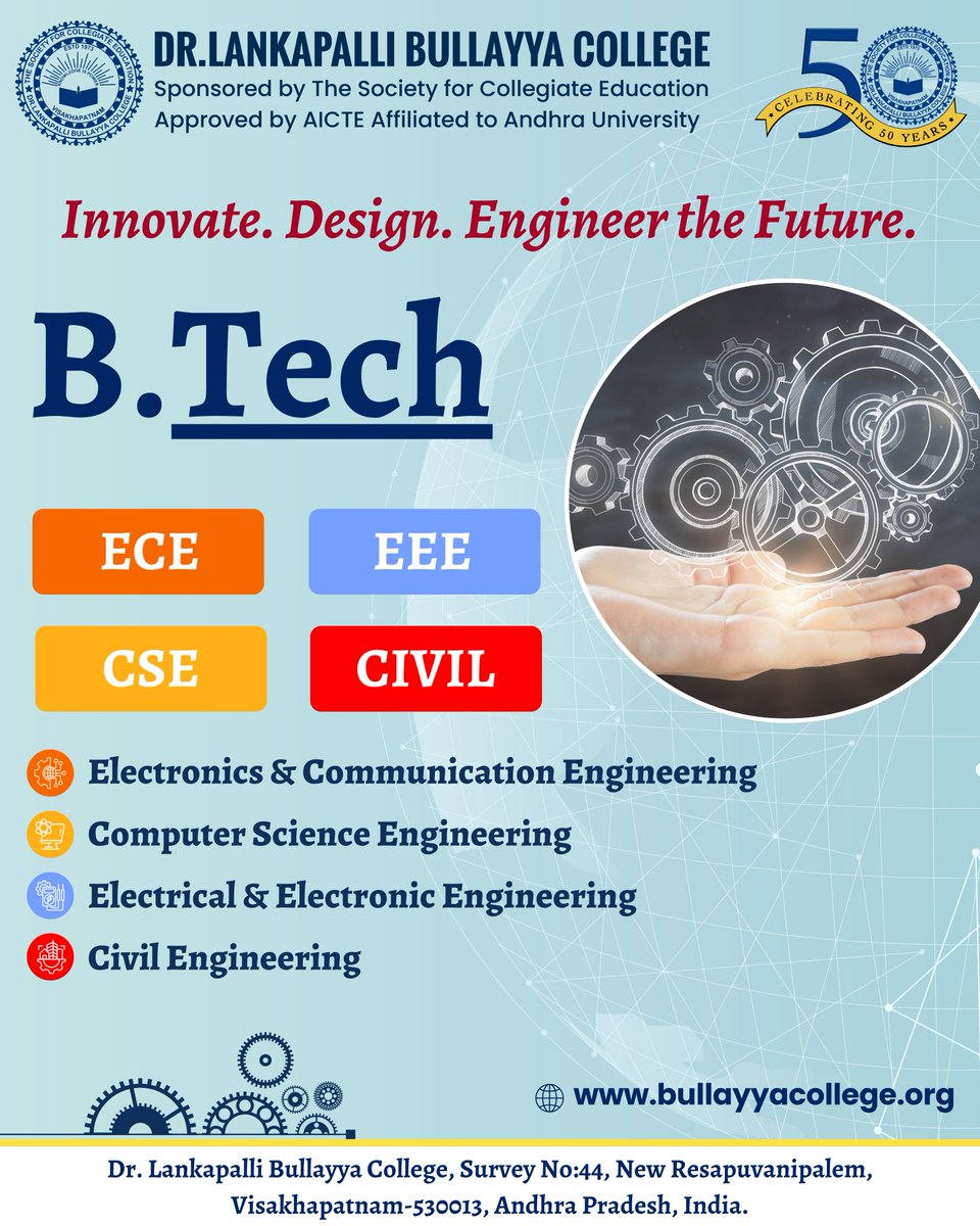 BullayyaDr36166's tweet image. Where Technology Meets Innovation
The fascinating world of engineering, where innovation knows no bounds! 🚀

#Engineering #Innovation #CreativityMeetsTechnology #EEE #CivilEngineering #ECE #CSE #Btech #EngineeringLife #FutureOfTech #drlbcollege #students #btech