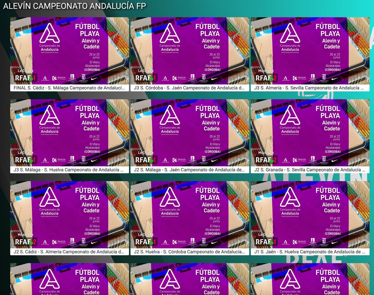 🏖️⚽️ El 𝐦𝐞𝐣𝐨𝐫 𝐅ú𝐭𝐛𝐨𝐥 𝐏𝐥𝐚𝐲𝐚   

🏆 𝐂𝐚𝐦𝐩𝐞𝐨𝐧𝐚𝐭𝐨 𝐝𝐞 𝐀𝐧𝐝𝐚𝐥𝐮𝐜𝐢́𝐚 𝐀𝐥𝐞𝐯𝐢́𝐧 𝐲 𝐂𝐚𝐝𝐞𝐭𝐞 𝐝𝐞 𝐅𝐮́𝐭𝐛𝐨𝐥 𝐏𝐥𝐚𝐲𝐚  

9⃣ encuentros con sabor a 𝘀𝗮𝗹 𝘆 𝗮𝗿𝗲𝗻𝗮  

📺 En novedades en #RFAFtv 

💟 #FútbolPlayaRFAF #AndaluzaAlevínFP
