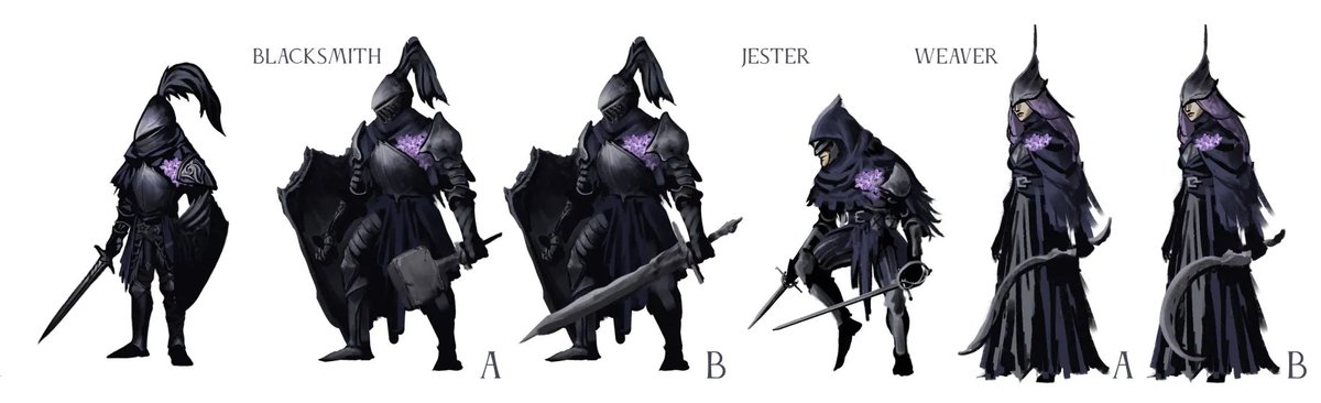 thetravelergame's tweet image. Devlog time! 🛠️

These are some of the first concept designs for pawn classes in Chess Revolution: the Blacksmith, the Jester, and the Weaver

They may start small, but each has a unique role,  and in this game, pawns don’t stay pawns for long

#GameDev #DarkFantasy #StrategyGame