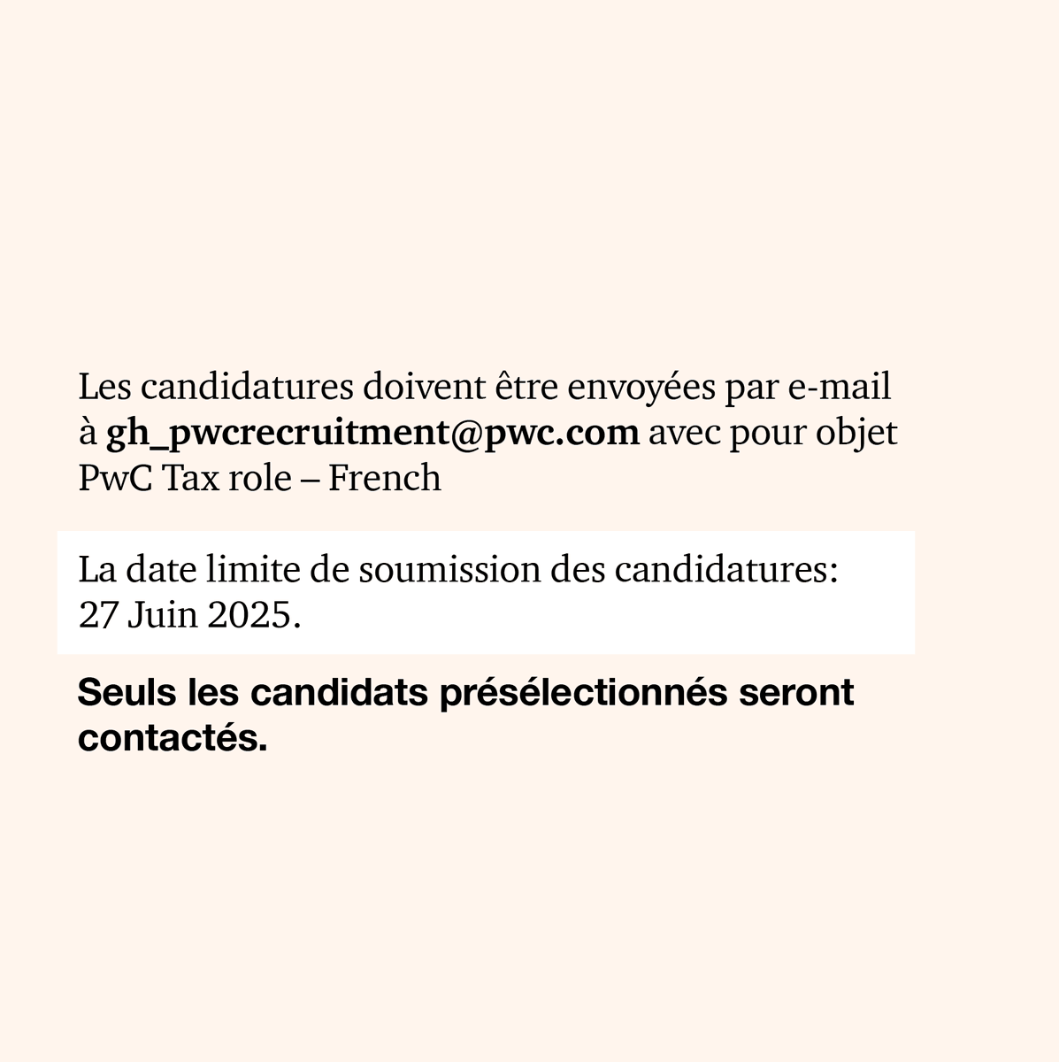 Vous souhaitez faire évoluer votre carrière ? Rejoignez l’équipe Fiscalité de PwC, où l’apprentissage, le leadership et l’innovation se conjuguent pour créer un impact durable. 

Postulez dès aujourd’hui !

#PwCCareers #TaxTeam #DiversityInAction #HiringNow