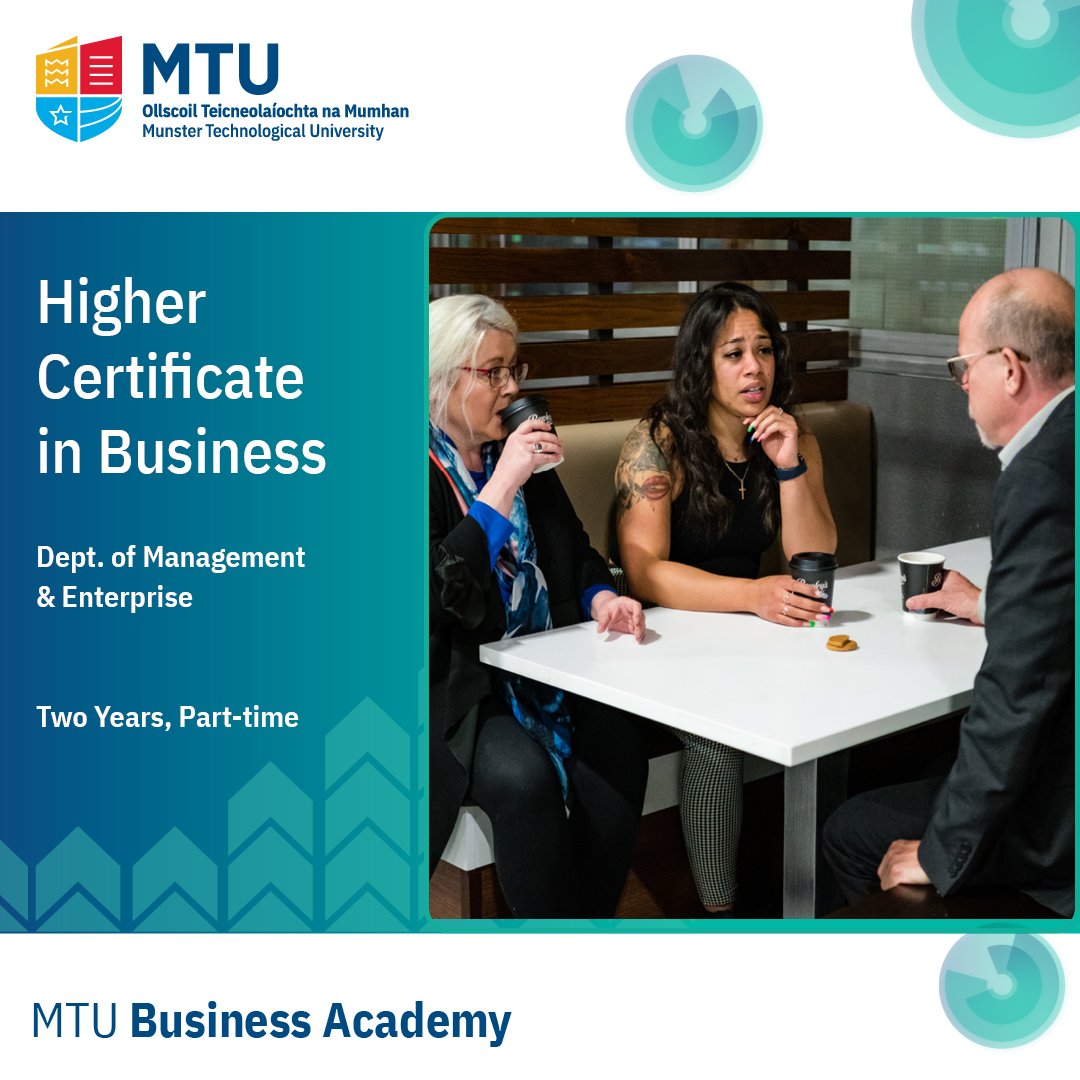 From Accounting to Business Management, MTU’s business programmes and certificates develop real-world expertise to grow your impact. Study online or on campus, part-time or full-time. 

Contact us or visit the website for more information.
👉 mtubusinessacademy.ie/part-time-busi…