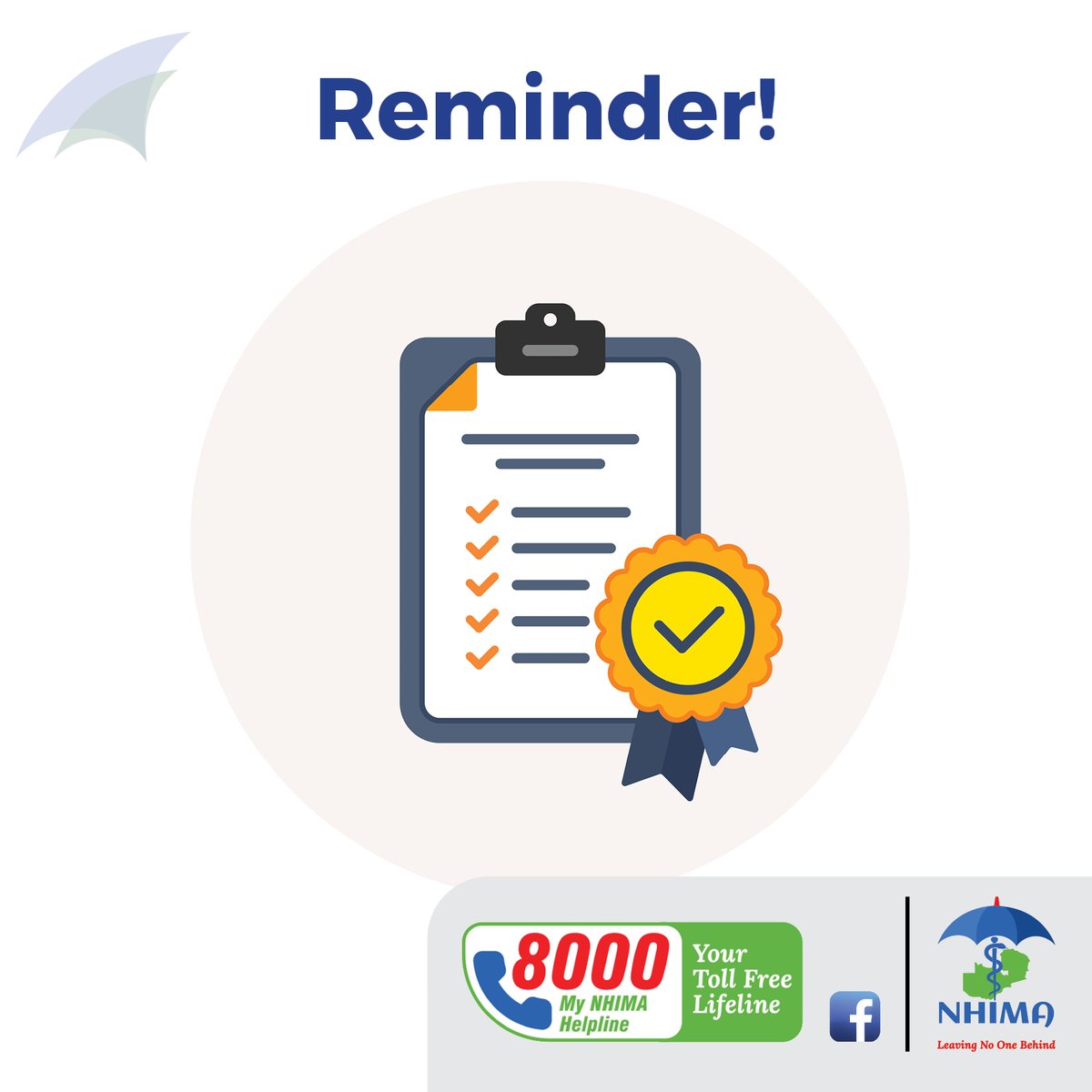 Fulfilling your NHIMA obligations is crucial for maintaining continuous coverage and ensuring access to essential healthcare services.

Please note that the deadline for submitting your June 2025 NHIMA returns and contributions is July 10, 2025.

#NHIMA