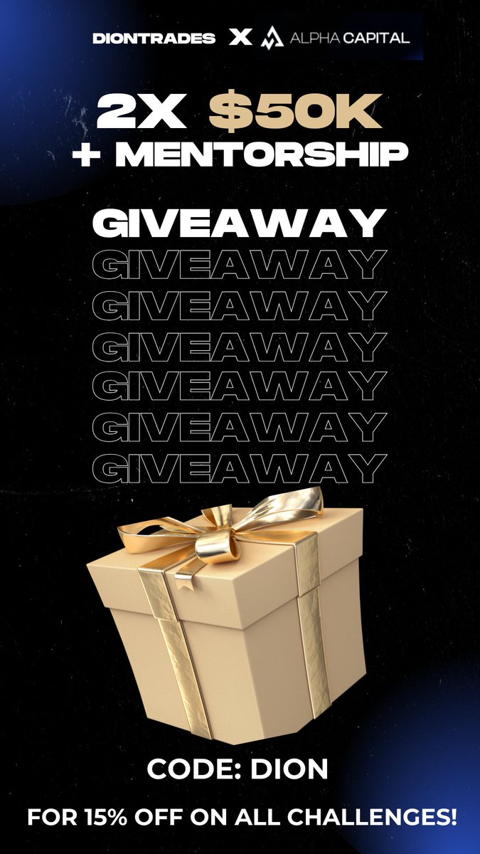 DionTrades โช (@diontrades) on Twitter photo I'm giving away TWO $50k Challenge Accounts from my partners at <a href="/AlphaCapitalUK/">Alpha Capital Group</a>
Plus, the winners can also unlock 30 days of private mentorship with me (DETAILS BELOW)
To Enter:
1. Follow <a href="/DionTrades/">DionTrades โช</a>
2. Like & Bookmark this post ๐
3. Retweet & Comment where you tag at least I'm giving away TWO $50k Challenge Accounts from my partners at <a href="/AlphaCapitalUK/">Alpha Capital Group</a>
Plus, the winners can also unlock 30 days of private mentorship with me (DETAILS BELOW)
To Enter:
1. Follow <a href="/DionTrades/">DionTrades โช</a>
2. Like & Bookmark this post ๐
3. Retweet & Comment where you tag at least