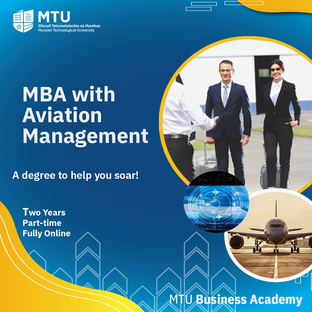Specialise your MBA in the dynamic field of aviation management. Learn the latest strategies, regulations and business models driving the aviation industry.

Apply on our website today!

👉 mtubusinessacademy.ie/master-of-busi…

#MTUBusinessAcademy #AviationManagement #MTUAviationCourse