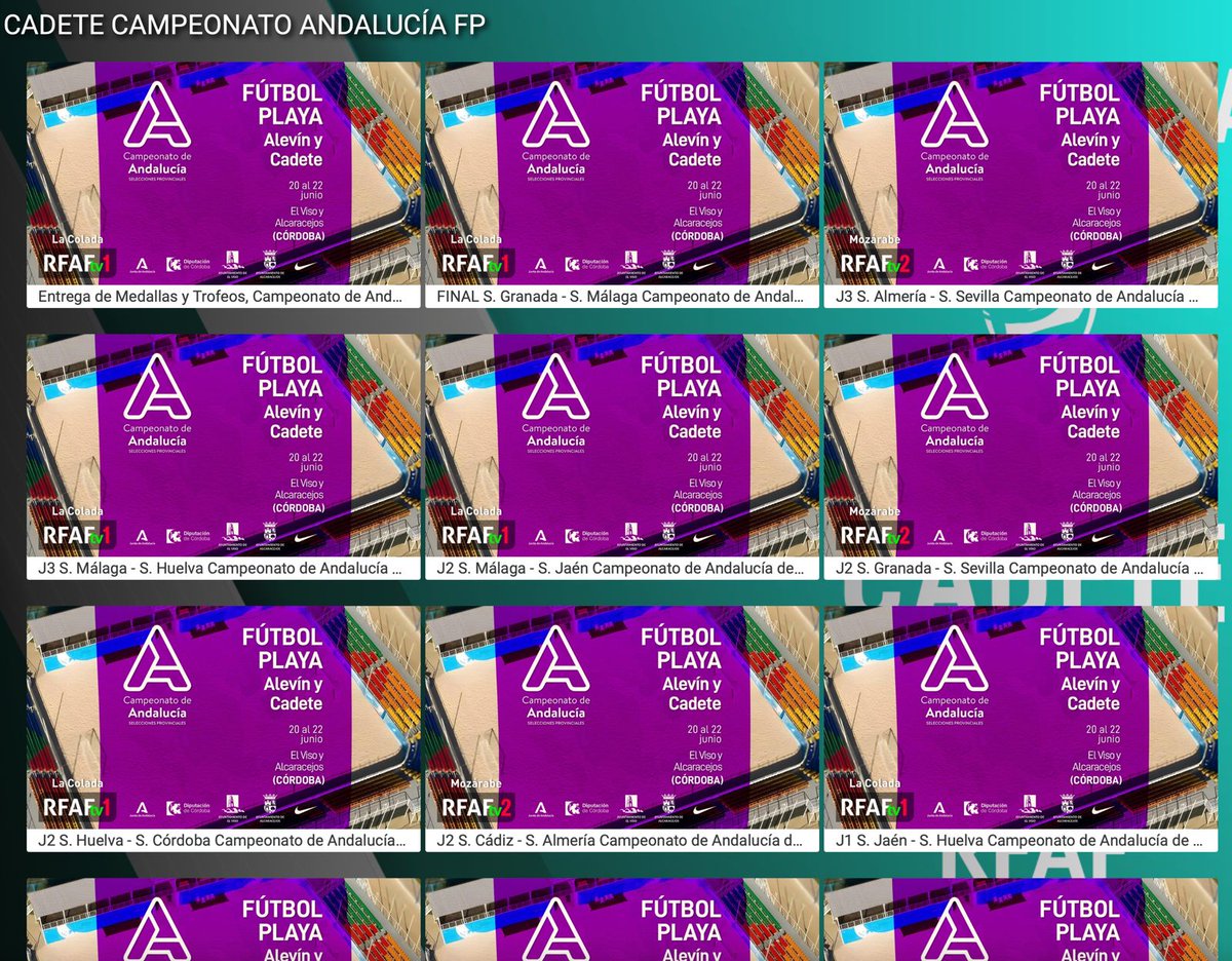 🏖️⚽️ Arranca la semana con el 𝒎𝒆𝒋𝒐𝒓 𝑭𝒖́𝒕𝒃𝒐𝒍 𝑷𝒍𝒂𝒚𝒂   

🏆 𝐂𝐚𝐦𝐩𝐞𝐨𝐧𝐚𝐭𝐨 𝐝𝐞 𝐀𝐧𝐝𝐚𝐥𝐮𝐜𝐢́𝐚 𝐀𝐥𝐞𝐯𝐢́𝐧 𝐲 𝐂𝐚𝐝𝐞𝐭𝐞 𝐝𝐞 #FP

9⃣ 𝑝𝑎𝑟𝑡𝑖𝑑𝑎𝑧𝑜𝑠 que prometen pura emoción

📺En Novedades de #RFAFtv 

💟 #FútbolPlayaRFAF #AndaluzaSub20FPF