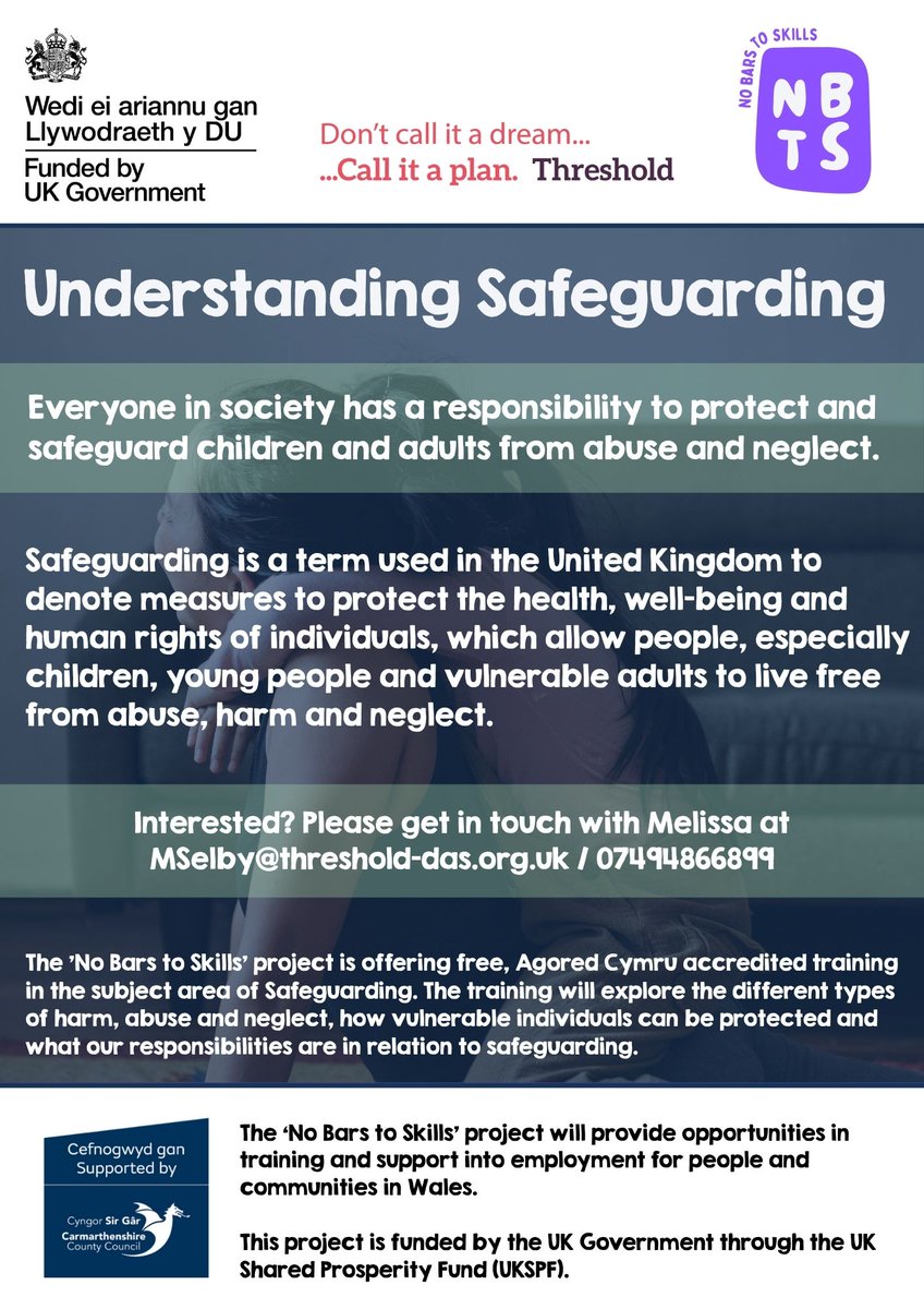 Threshold DAS (@thresholddas) on Twitter photo Everyone has a role to play in safeguarding. Learn how to recognise signs of harm, abuse and neglect and how to take action. Free training now available.
See below for more information ๐๐ผ
<a href="/mhclg/">Ministry of Housing, Communities & Local Gov</a> <a href="/WalesOffice/">Wales Office</a> @CyngorSirGar #UKSPF #CyngorSirGar #CarmsCouncil #Carmarthenshire Everyone has a role to play in safeguarding. Learn how to recognise signs of harm, abuse and neglect and how to take action. Free training now available.
See below for more information ๐๐ผ
<a href="/mhclg/">Ministry of Housing, Communities & Local Gov</a> <a href="/WalesOffice/">Wales Office</a> @CyngorSirGar #UKSPF #CyngorSirGar #CarmsCouncil #Carmarthenshire