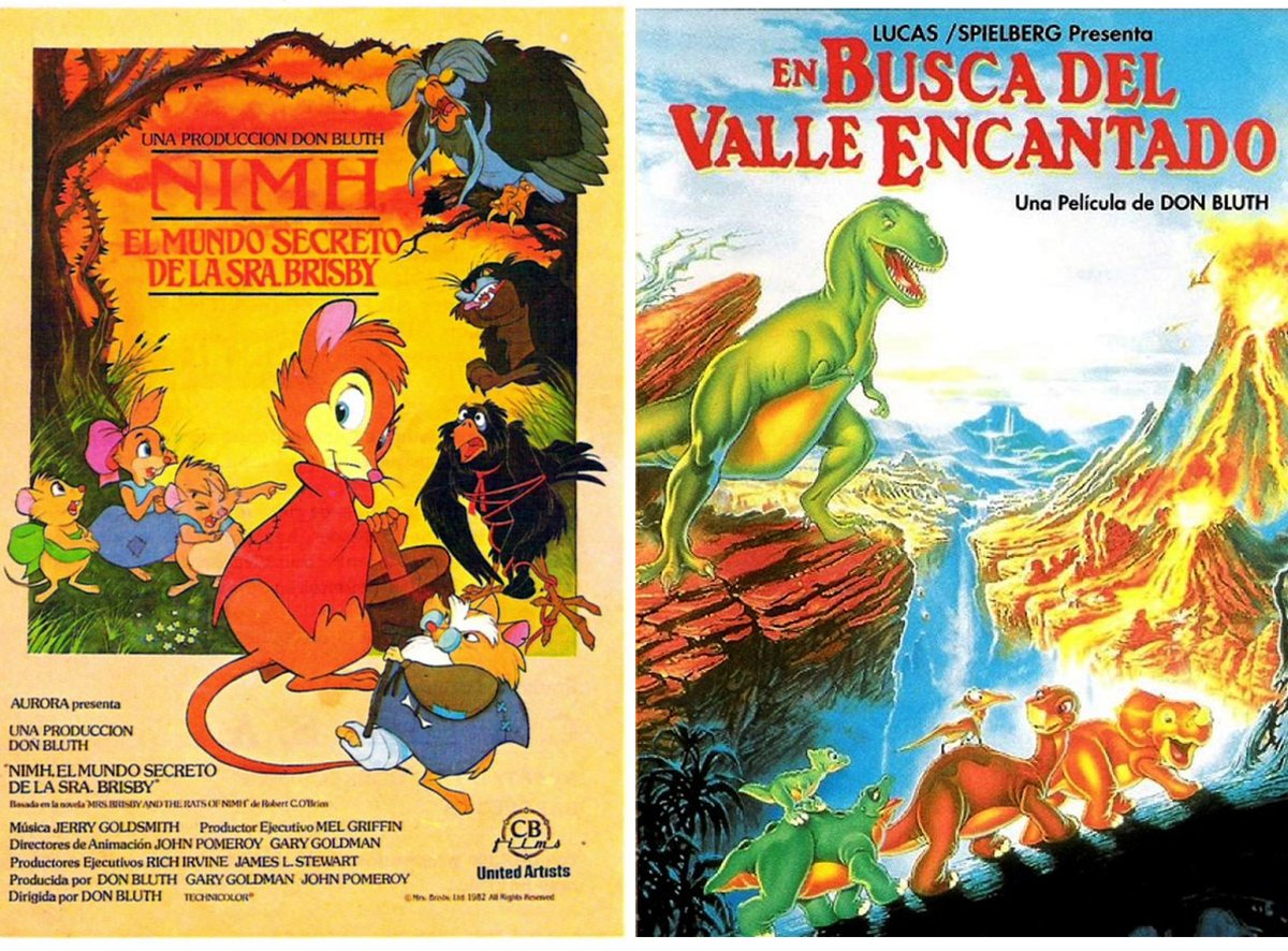 Don Bluth, excolaborador de Disney, debutó con "NIMH: El mundo secreto de la señora Brisby" (1982), una joya oscura y mágica aún hoy insuperada. Le siguió "En busca del valle encantado" (1988), más clásica, pero llena de encanto y personajes entrañables