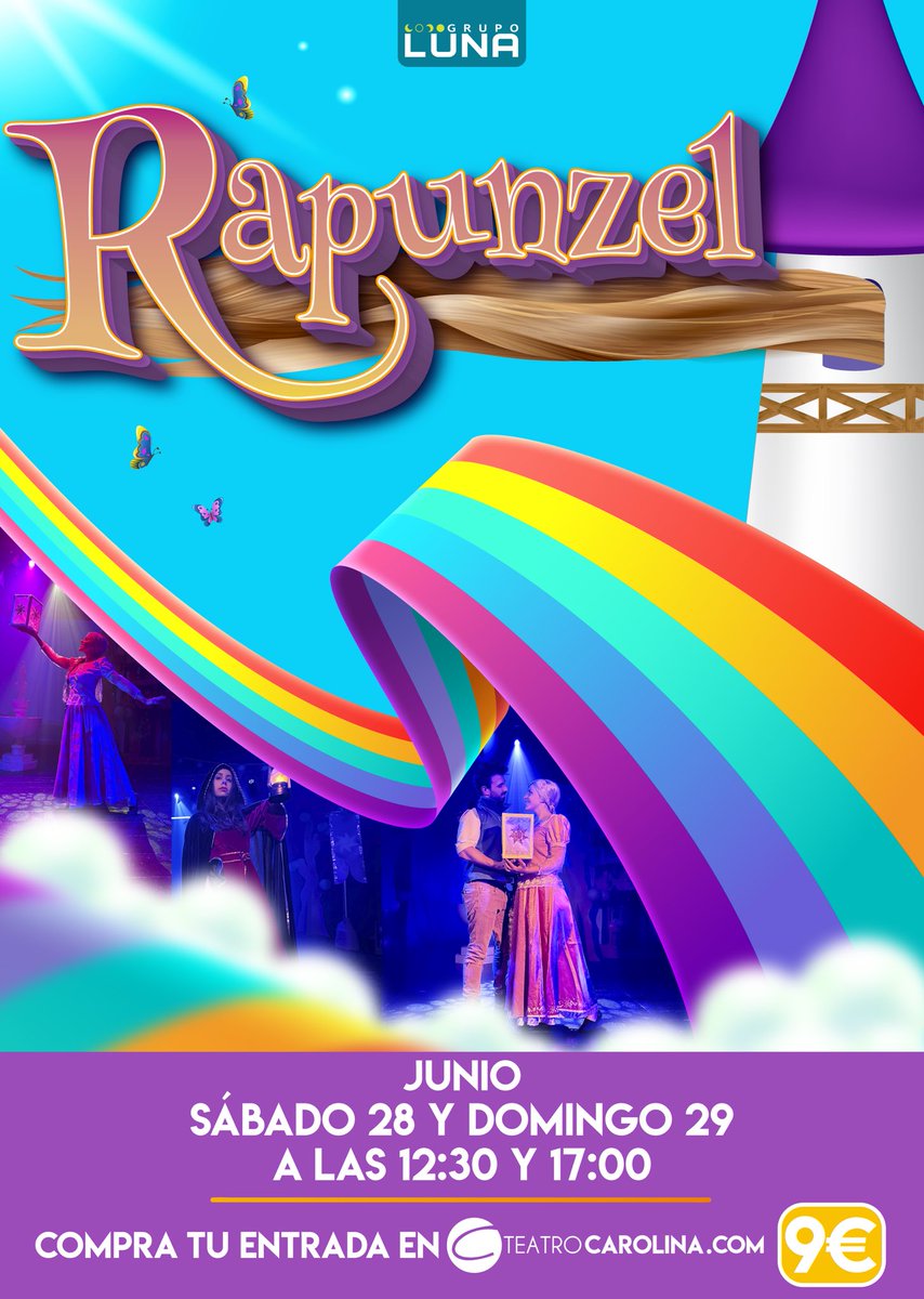 Este fin de semana ven a Teatro Carolina a disfrutar del musical RAPUNZEL

📆Sábado 28 y Domingo 29 de Junio a las 12:30 y 17:00 h.
🏠Teatro Carolina
💶9€
🎫teatrocarolina.com/rapunzel/

#teatromusical #teatro #iralteatromola #planesenfamilia #actor #actriz #rapunzel #teatromusical