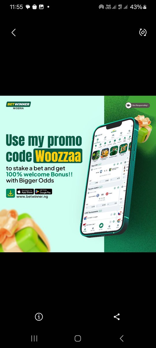 Woozzaa (@woozzaabets) on Twitter photo Second Half Over 0.5 Goal Banker π₯
Let's Play Again π»
π 1οΈβ£ 0οΈβ£ + Odds
Codes π GQ3HX
Bookie π <a href="/BetwinnerNg/">BetwinnerNG</a>
Not on?
Register π
bwredir.com/2gKE?p=%2Fregiβ¦
Use Promo Code π WOOZZAA
RTβ
Second Half Over 0.5 Goal Banker π₯
Let's Play Again π»
π 1οΈβ£ 0οΈβ£ + Odds
Codes π GQ3HX
Bookie π <a href="/BetwinnerNg/">BetwinnerNG</a>
Not on?
Register π
bwredir.com/2gKE?p=%2Fregiβ¦
Use Promo Code π WOOZZAA
RTβ