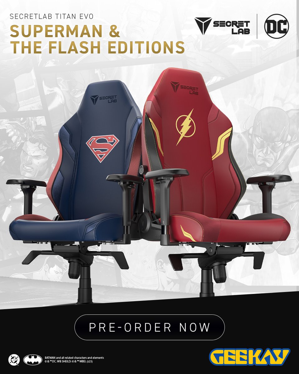 تتوفر الآن أكثر إصدارات Secretlab شهرة في عالم الألعاب، للطلب المسبق عبر Geekay.

#Batman #superman #theflash
احجز جهازك من جيكى:
geekay.com/saudi_ar/gamin…